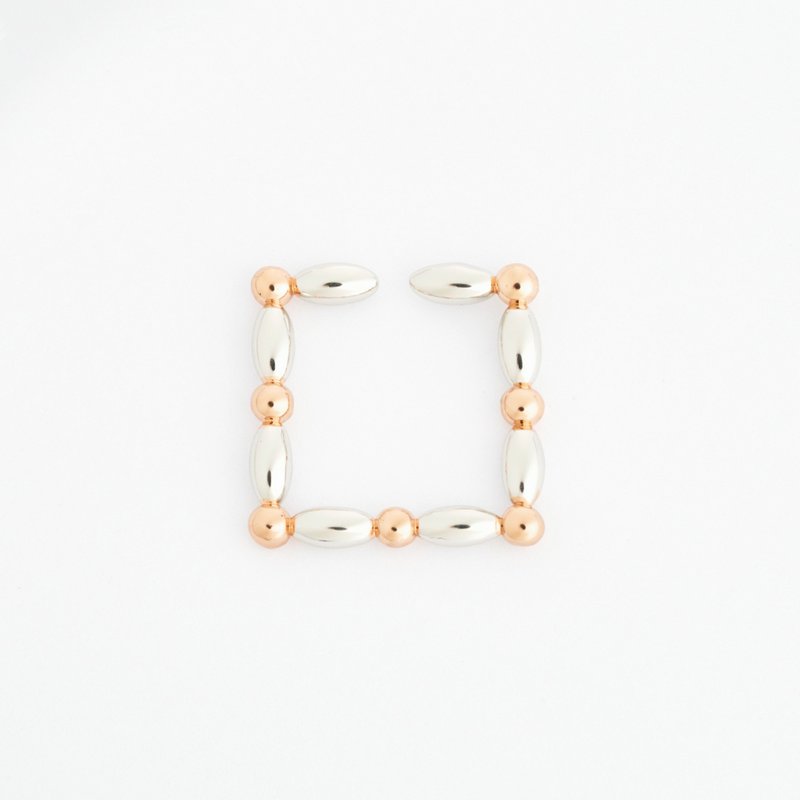 【 2025 新品 】串珠方形耳扣 /  Helena ear cuff 單支 - 耳環/耳夾/耳骨夾 - 銅/黃銅 金色