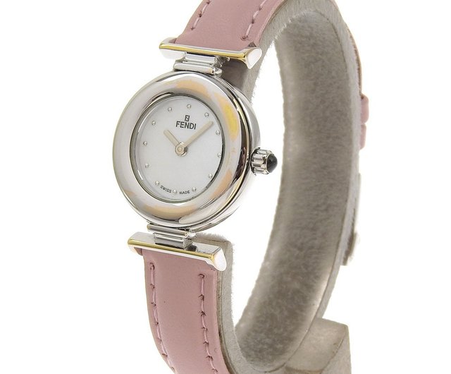 FENDI 320L Ladies Vintage Watch Leather Strap White Dial