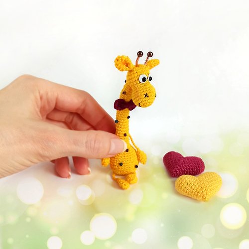 WithLoveNatalia Giraffe little positive Toy, Crochet mini giraffe, Handmade cute giraffe