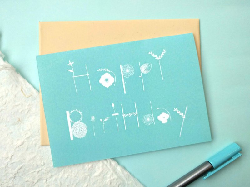 Floral Words Birthday Card - การ์ด/โปสการ์ด - กระดาษ ขาว