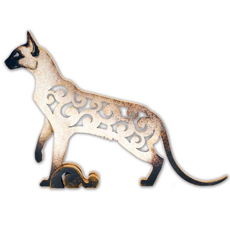 Statuette Siamese cat figurine made of wood - 擺飾/家飾品 - 木頭 
