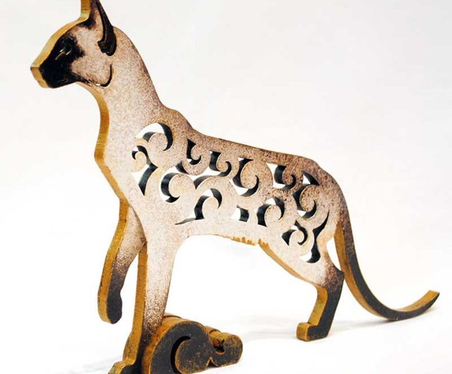 木で作られた彫像シャム猫の置物 - ショップ ArtDogs 置物 - Pinkoi