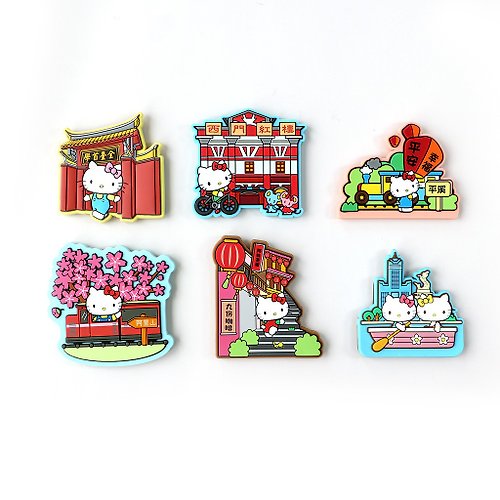 漫遊台灣 RoamingTaiwan 【漫遊台灣 X 三麗鷗】Hello Kitty PVC磁鐵+行李箱貼紙