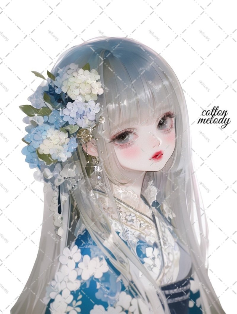 original sticker no.5519 人物ステッカー オリジナルステッカー 人物ステッカー 女の子ステッカー オリジナル人物ステッカー - 貼紙 - 紙 