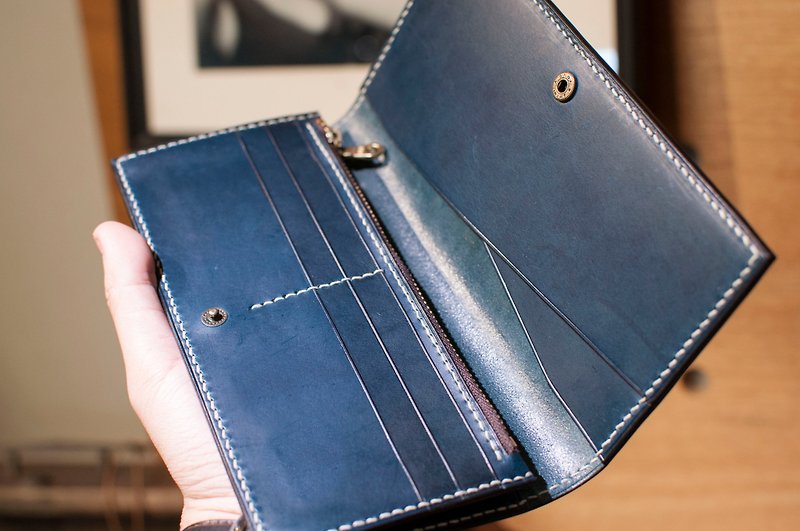 Long fold folder-Italian vegetable tanned leather - กระเป๋าสตางค์ - หนังแท้ 