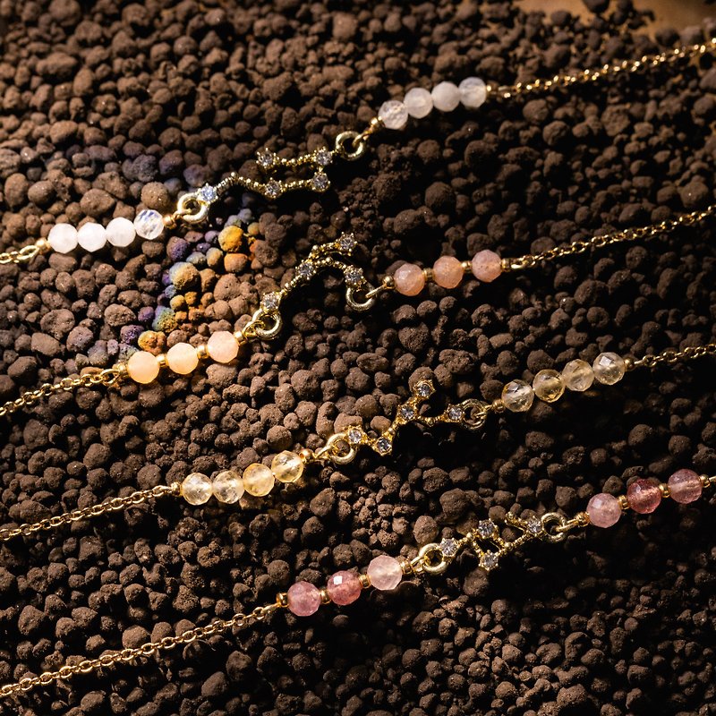 【Birthstone・May-August】Constellation Stone・Orange Moon・Topaz・Strawberry Crystal - Bracelets - Gemstone Multicolor