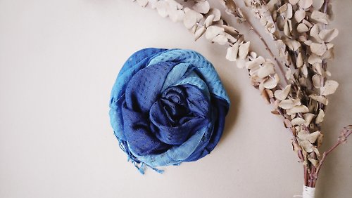 知染生活 知染生活-天然植物染格紋絲棉圍巾/藍
