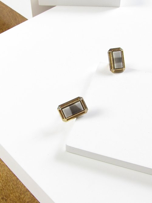 BOITE LAQUE Vintage Rectangle Marbled Gold Cufflinks