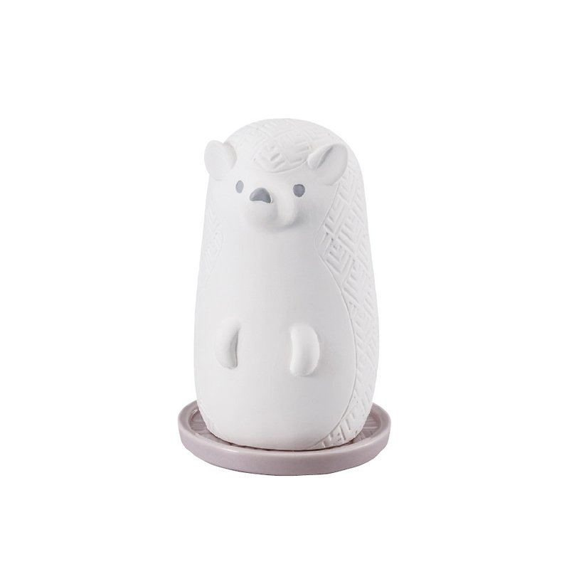 【JAPAN DECOLE】 KARATTO MASCOT Natural Dehumidifier - White Hedgehog - Items for Display - Pottery White