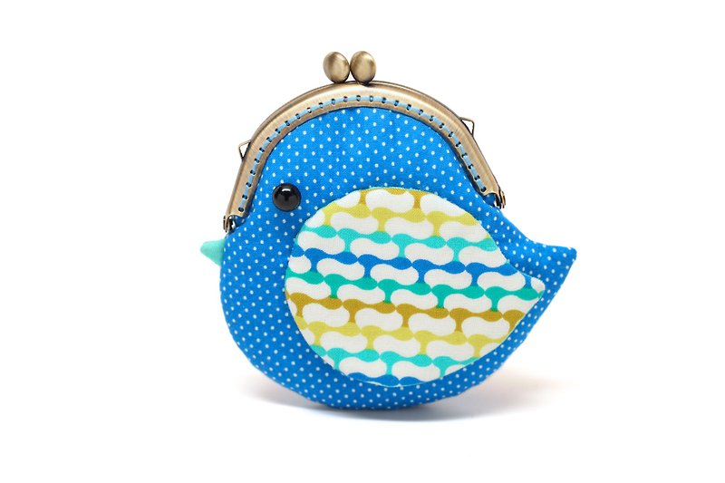 Cute bird coin bag (blue) - Coin Purses - Cotton & Hemp Blue