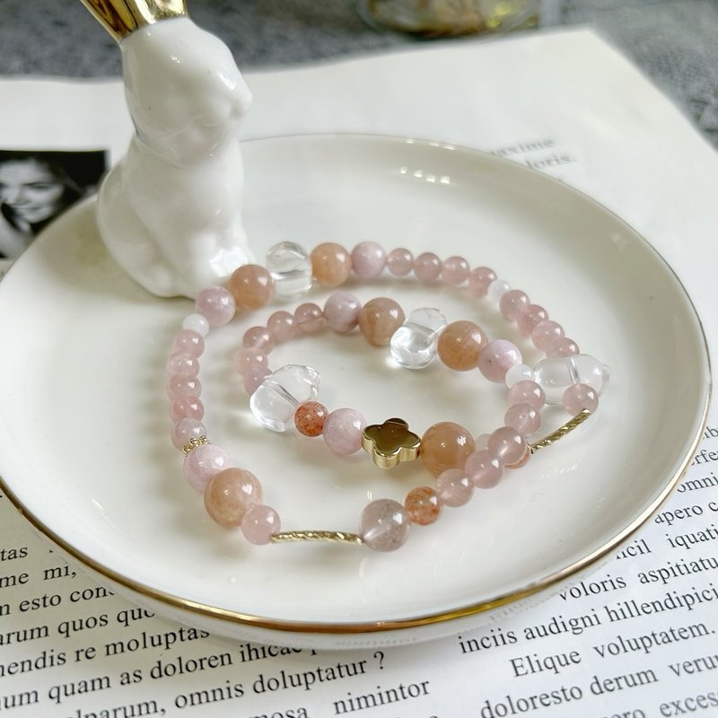 Coral Pink Series Duobao Long Chain (Exclusive Design) Good Luck Piggy Duobao Long Bead Chain - Bracelets - Crystal 