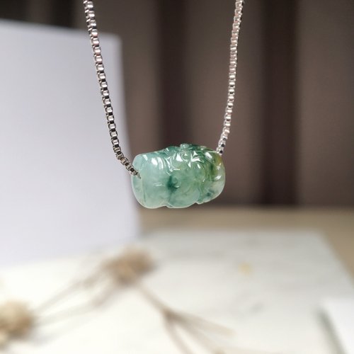 瓔珞翡翠 【萬事亨通】冰飄花翡翠獅子頭路路通| 天然緬甸玉翡翠A貨 | 送禮