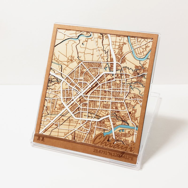 Yifang Map-Chiayi | Taiwan City Map | Customized Map - ของวางตกแต่ง - ไม้ หลากหลายสี