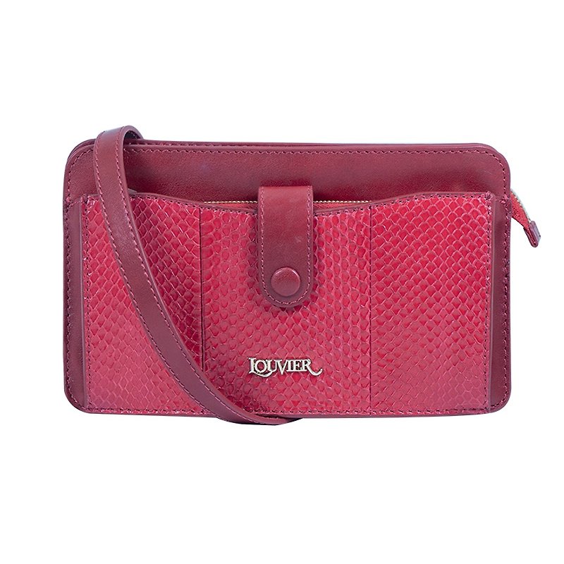 Genuine leather calf skin match snakeskin handbags for women shoulder bags - กระเป๋าแมสเซนเจอร์ - หนังแท้ 