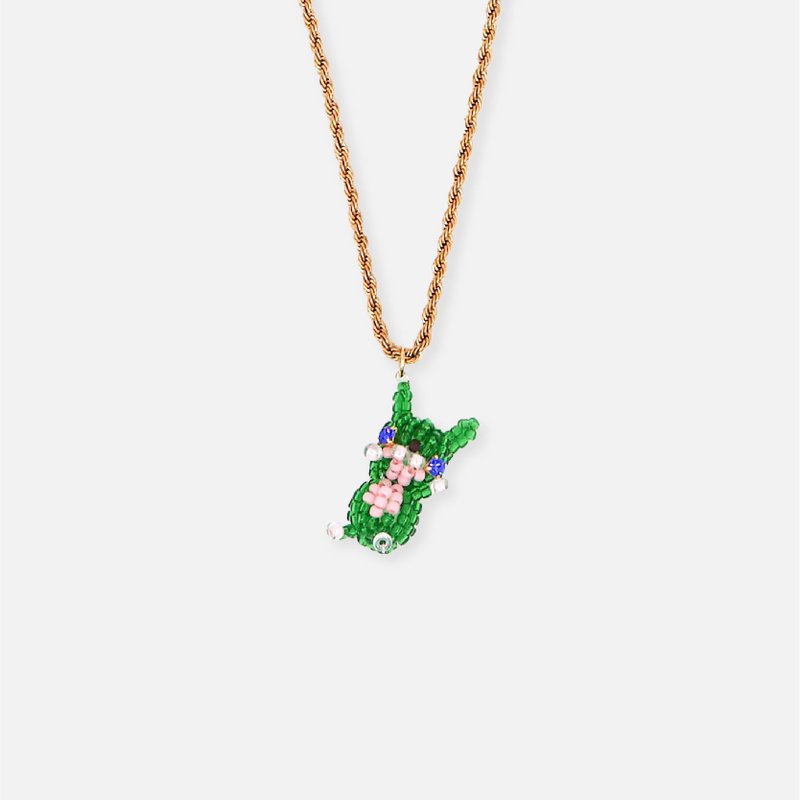 Childlike Beaded Rabbit Necklace - Necklaces - Glass Green