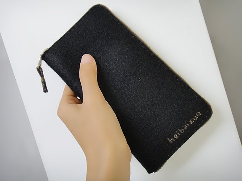 ジッパー不織布と長財布（カスタマイズ可能） - 財布 - ポリエステル ブラック