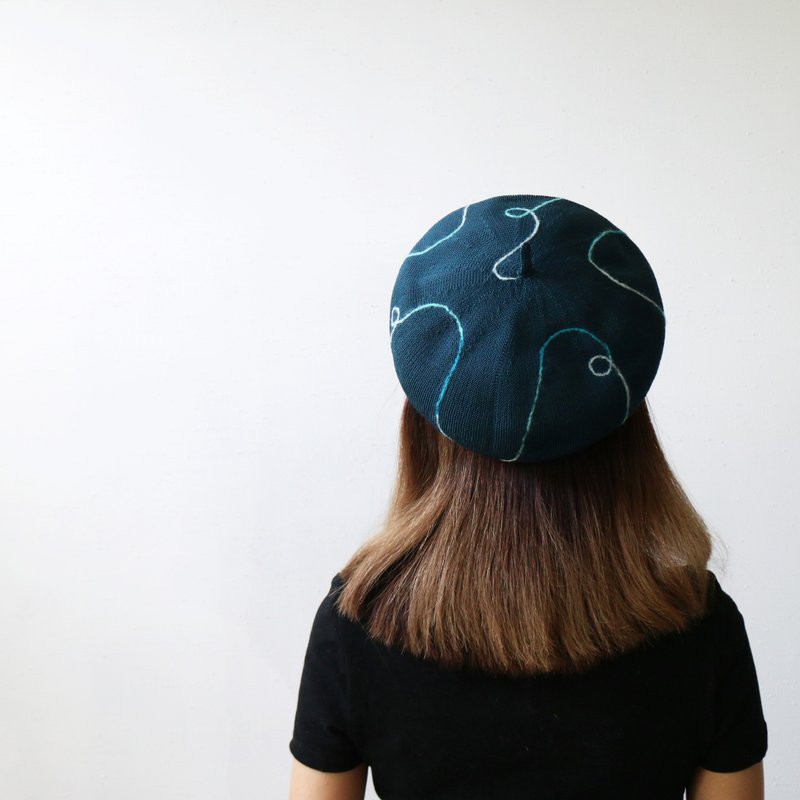 河川 - 畫家帽 / 貝雷帽 (Aegean) - 帽子 - 其他人造纖維 藍色