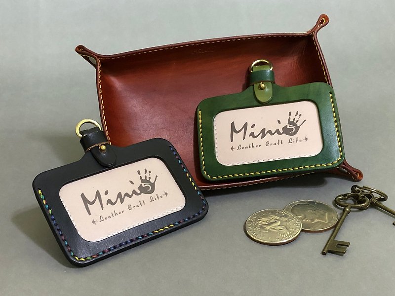 【Mini5】Hand brushed straight grain leather storage tray / multicolor - Storage - Genuine Leather Multicolor