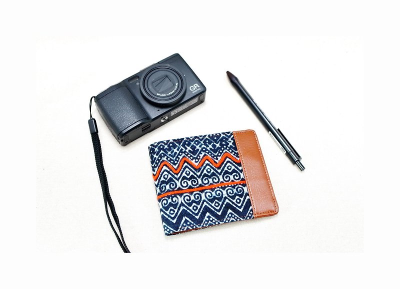 Best  Handmade Wallet on Etsy, Tribal Wallet, Mens Wallets - กระเป๋าสตางค์ - ผ้าฝ้าย/ผ้าลินิน สีน้ำเงิน