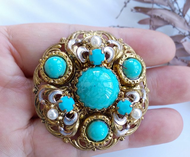 ヴィンテージ　西ドイツ　ブローチ 西ドイツ製黒ブローチ(ビンテージ) vintage black brooch (made