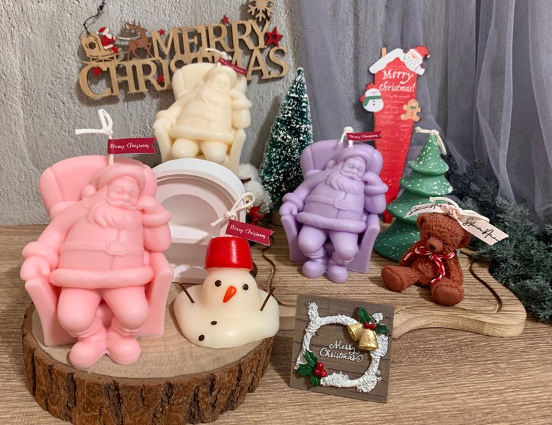 Warm Christmas Eve/Christmas candles/Santa Claus candles/Snowman candles/Christmas tree candles - เทียน/เชิงเทียน - ขี้ผึ้ง 