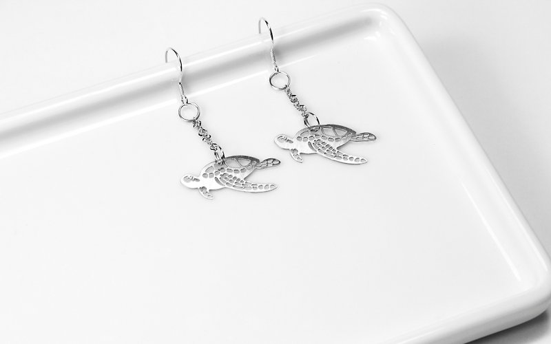Turtle earrings [mini style] _animal series_make a question - Earrings & Clip-ons - Other Metals Silver