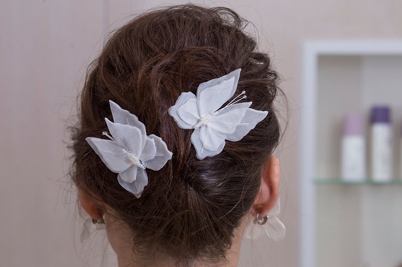 Lulian Original Happiness Butterfly Silk Organza Double Wings Butterfly Headdress - Hair Accessories - Silk 