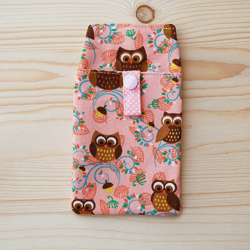 Flower owl pocket pencil bag - Pencil Cases - Cotton & Hemp Pink