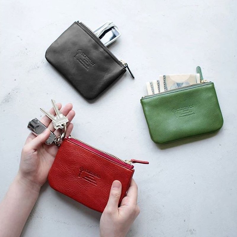 Simple leather small storage bag/coin/key bag Made in Japan by Cledran - กระเป๋าสตางค์ - หนังแท้ 