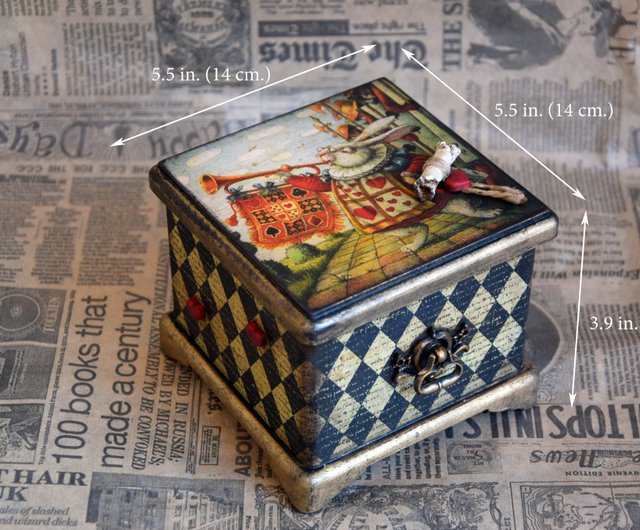 Alice in Wonderland Gifts, Decoupage Jewelry Box, Birthday Present