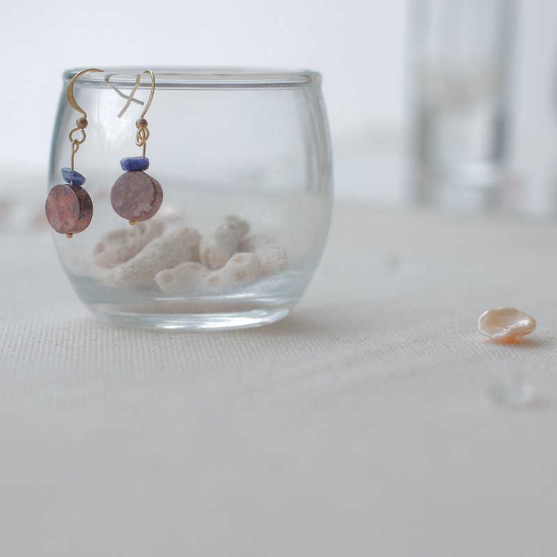 Natural Stone Earrings - Wilderness / Ear Needle / Clip / Can Be Customized - ต่างหู - คริสตัล สีนำ้ตาล