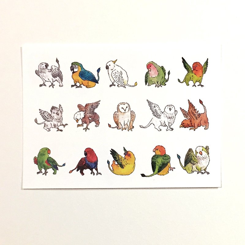 Parrot's Daily Life-Parrot Gryphon Beast Illustration Postcard - Cards & Postcards - Paper 