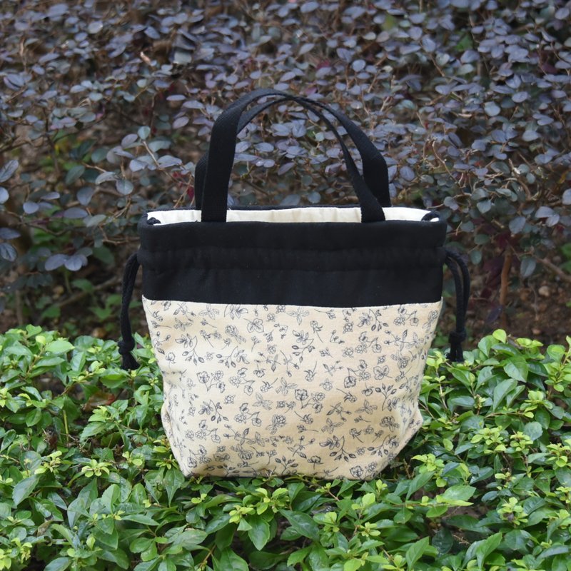 三合一肩背/斜背/手提束口水桶包 ~  田園小花 (A103) RS - 側背包/斜背包 - 棉．麻 卡其色
