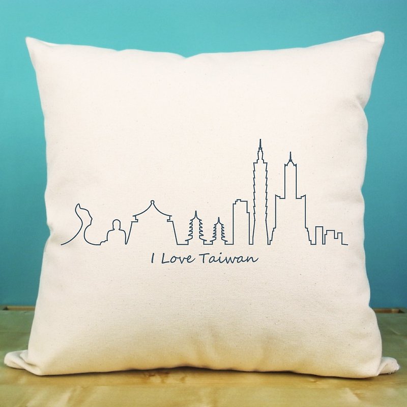 Taiwan city silhouette cotton canvas pillow - Pillows & Cushions - Cotton & Hemp 