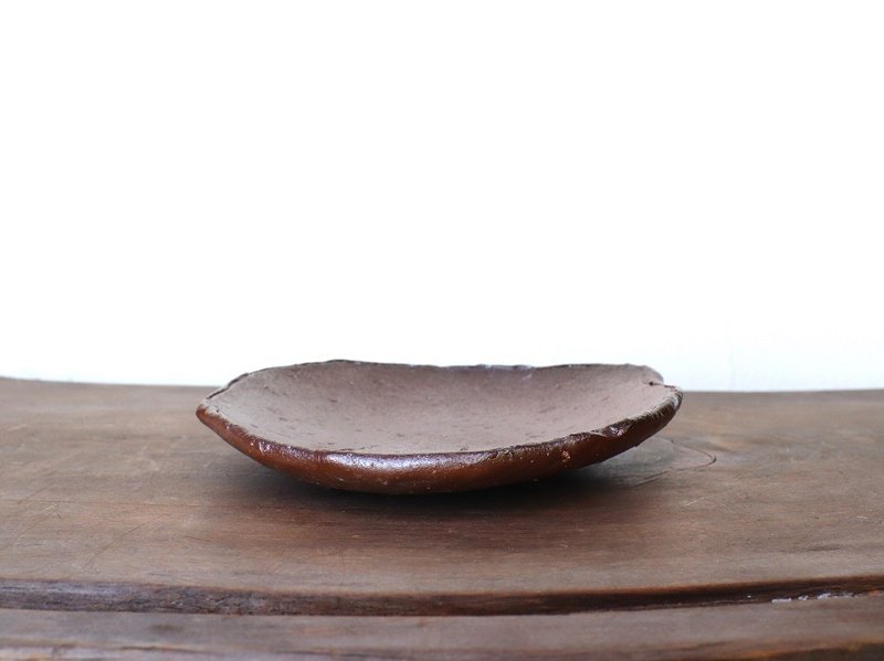 Bizen ware small plate sr7-025 - จานและถาด - ดินเผา สีนำ้ตาล