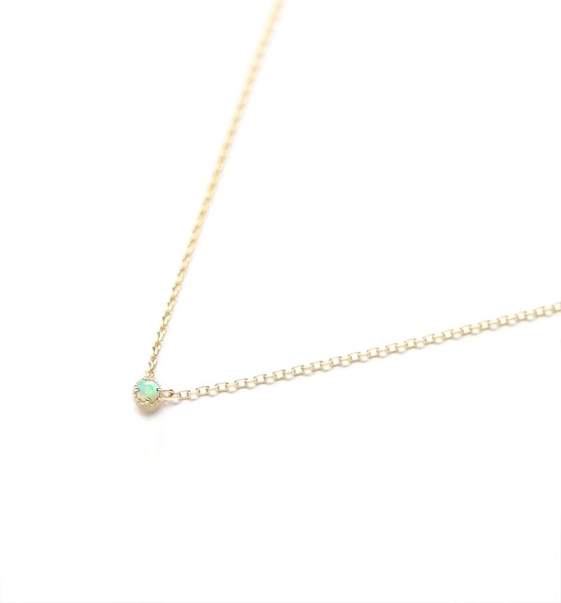 October Birthstone K10 Precious Opal Single Necklace ~Petela~ (K18 Changeable) - สร้อยคอ - เครื่องเพชรพลอย หลากหลายสี