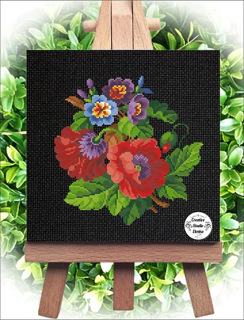 CreativeStudioElenka Vintage Cross Stitch Scheme Bouquet 4 - PDF Embroidery Scheme