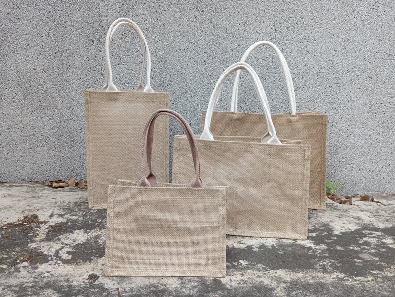 mimi ideas waterproof tote bag drink bag lunch bag gift bag - plain weave - กระเป๋าถือ - ผ้าฝ้าย/ผ้าลินิน สีกากี