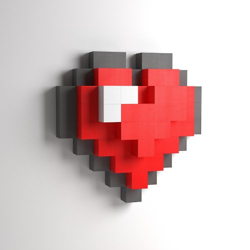 Polygonica Heart in minecraft style. Pixel style interior decor. Digital pdf instructions!