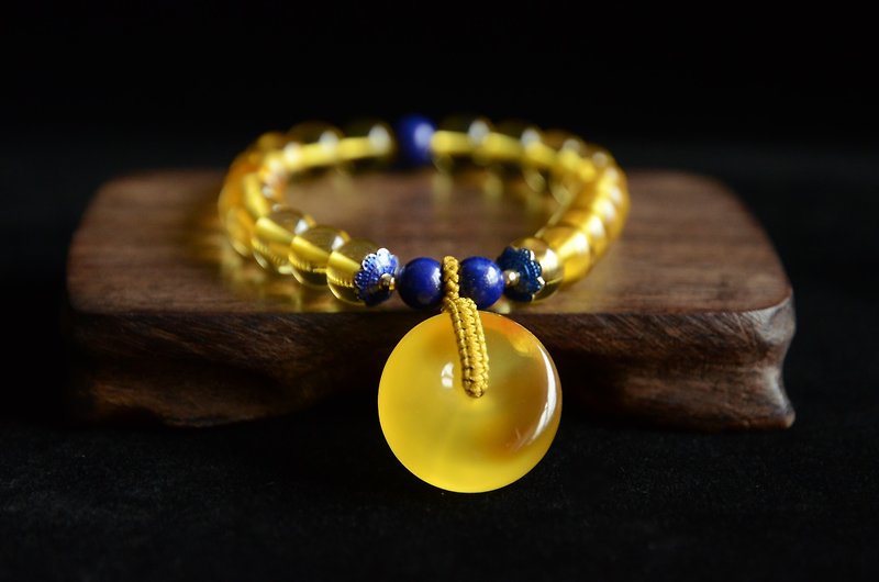 Customized [Amber Heart Peace] Amber Bracelet - Bracelets - Semi-Precious Stones Yellow