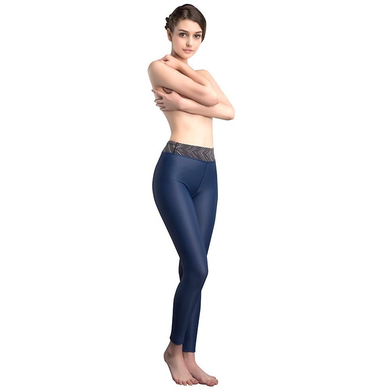 Revolution waist color matching pants - dark blue nine points - Women's Sportswear Bottoms - Other Materials Blue