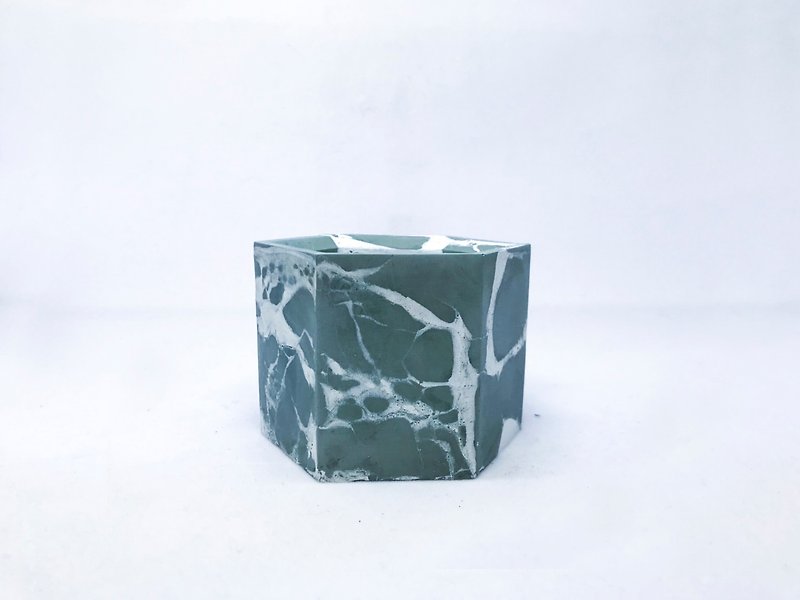 Gray bean green hexagonal basin │ limited edition - ตกแต่งต้นไม้ - ปูน 