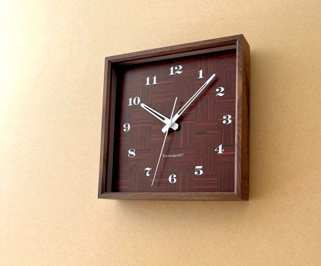 KATOMOKU muku square clock 4 ウォールナット 木目調文字盤 km