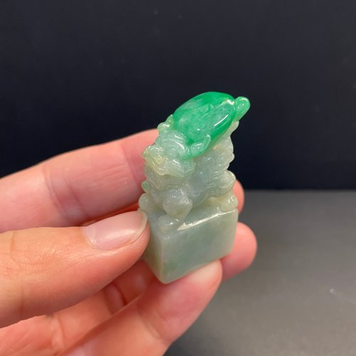 元元圓滾滾 水晶手鍊 瀚玉珠寶 天然A貨翡翠 辣綠貔貅印章 翡翠貔貅 招財避邪 天然緬甸