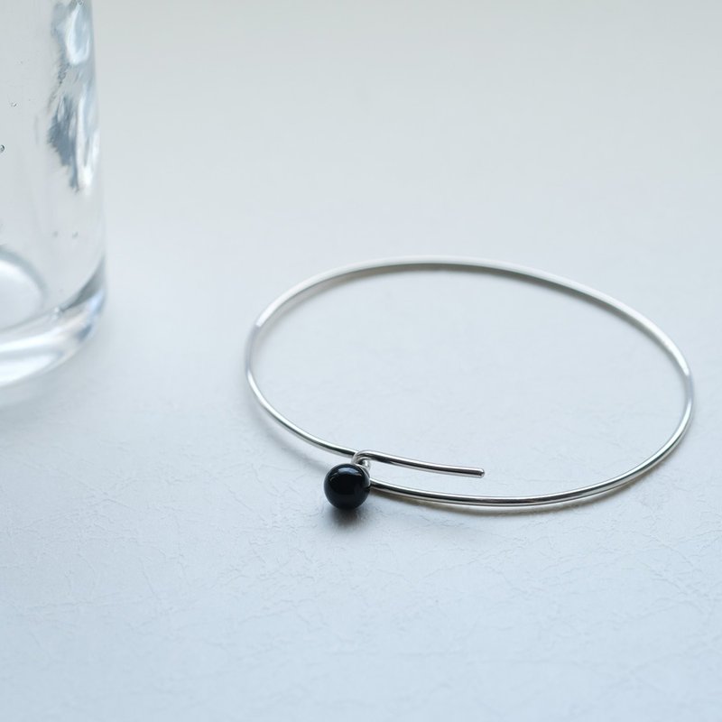 Onyx Hook Bangle Silver 925 - Bracelets - Other Metals Black