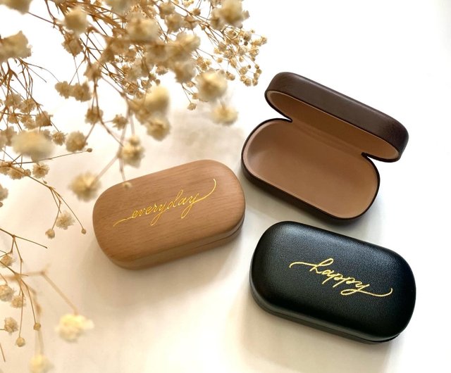 カスタマイズセット】木目メガネケース*大小2個セット or*金箔押し・名