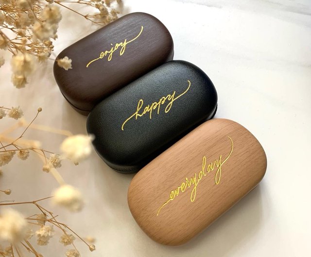 カスタマイズセット】木目メガネケース*大小2個セット or*金箔押し・名