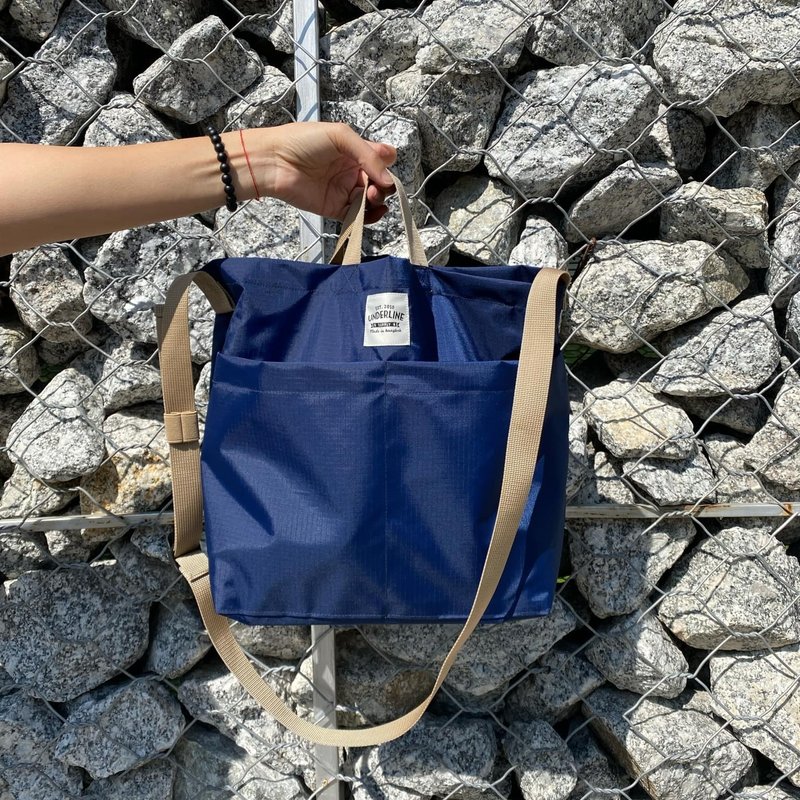 Navy Two Way Messenger Nylon Bag / everyday bag / travel - 側背包/斜背包 - 棉．麻 綠色