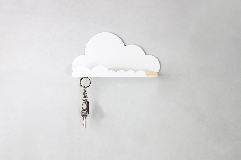 Metal House Cloud <Shelf Storage Key Ring X'mas> - Wall Décor - Other Metals White