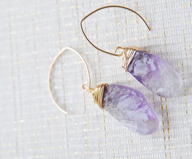 フローライト、アメトリン 14kgfピアス